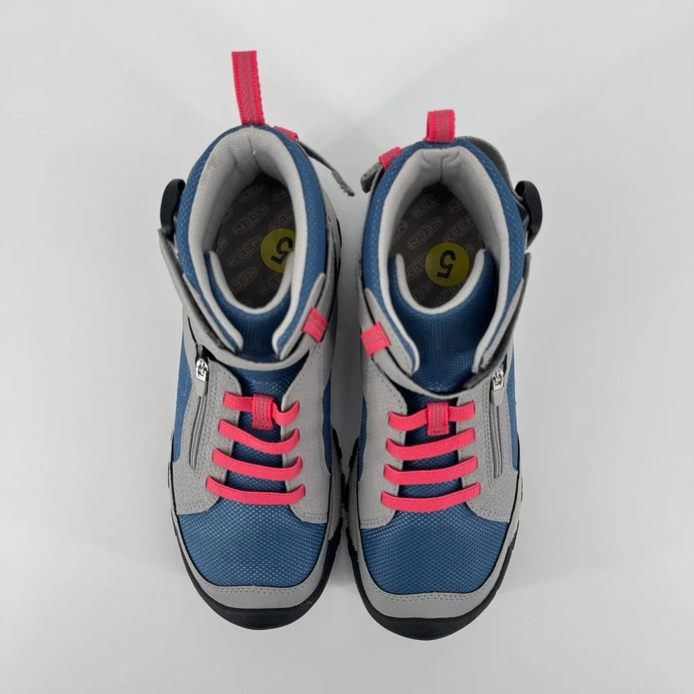 KEEN Kids Redwood Mid Waterproof Hiking Boots Steel‎ Grey Blue 1029518 Size 7Y